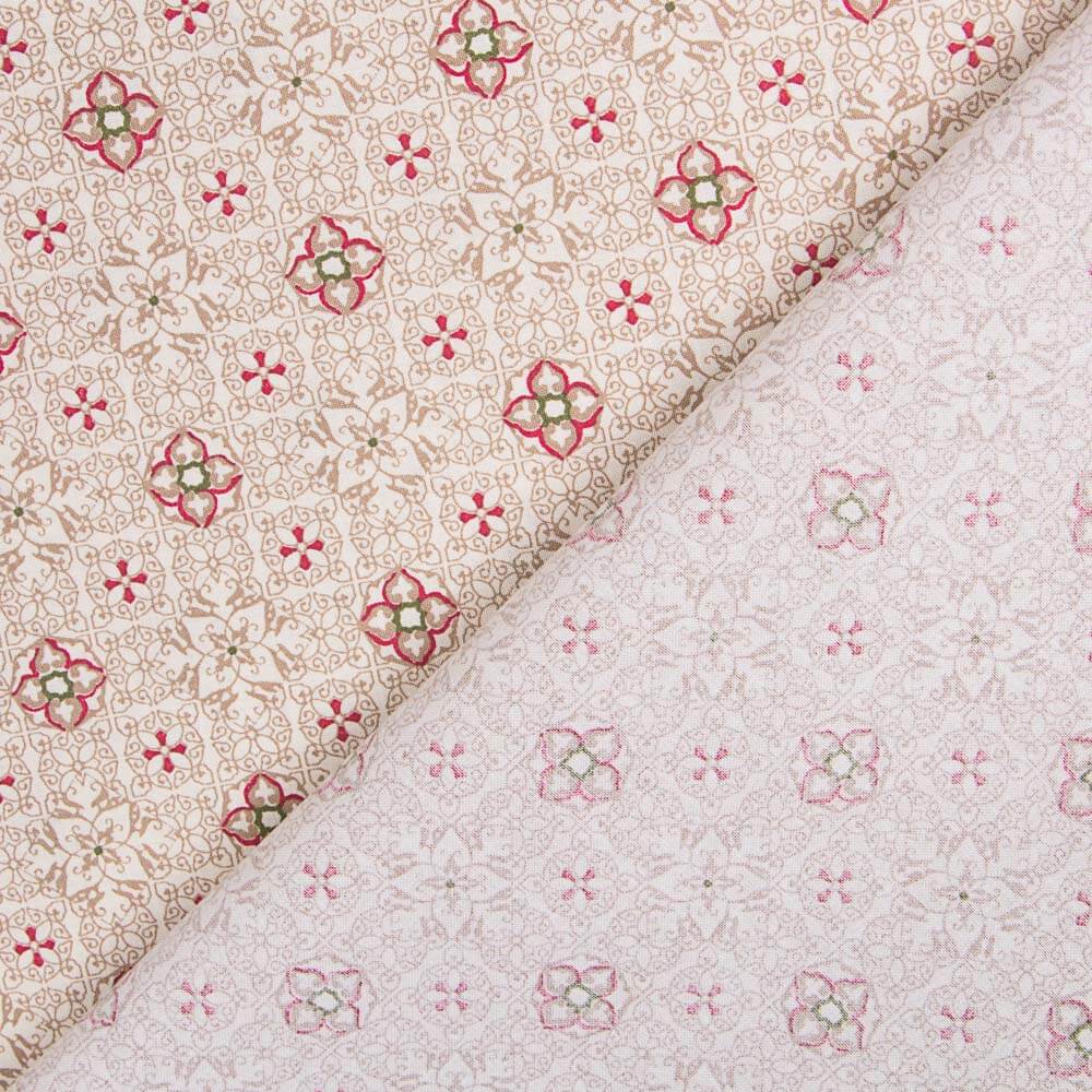 Popeline Mosaico Floral Vermelho - Ribes y Casals