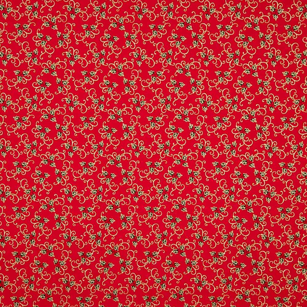 Popeline De Natal Azevinho Vermelha - Ribes y Casals