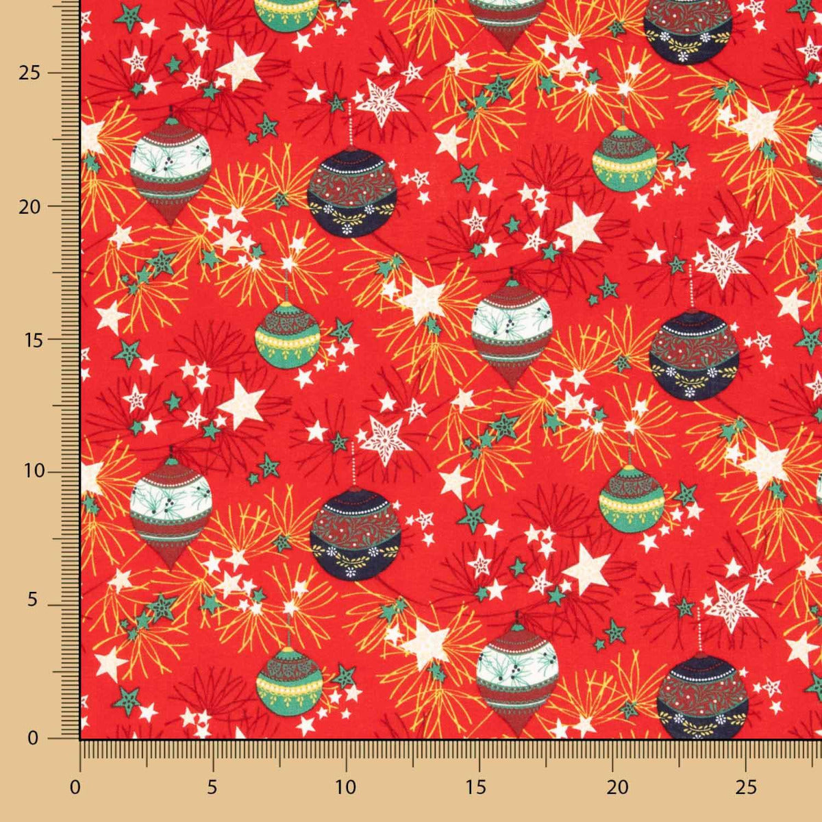 Popeline De Natal Bolas Deco Vermelhas - Ribes y Casals