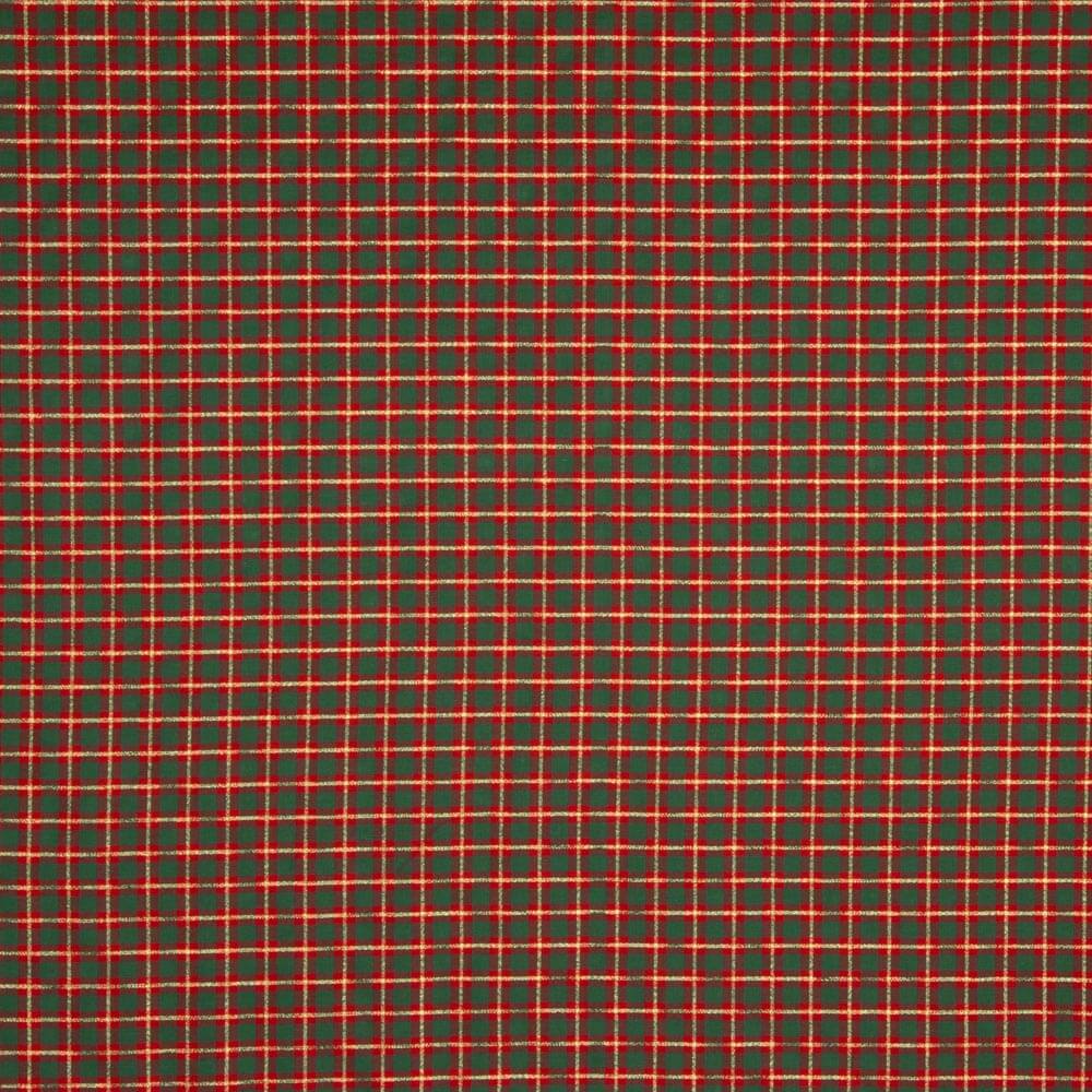 Popeline De Natal Xadrez Lurex Verde - Ribes y Casals