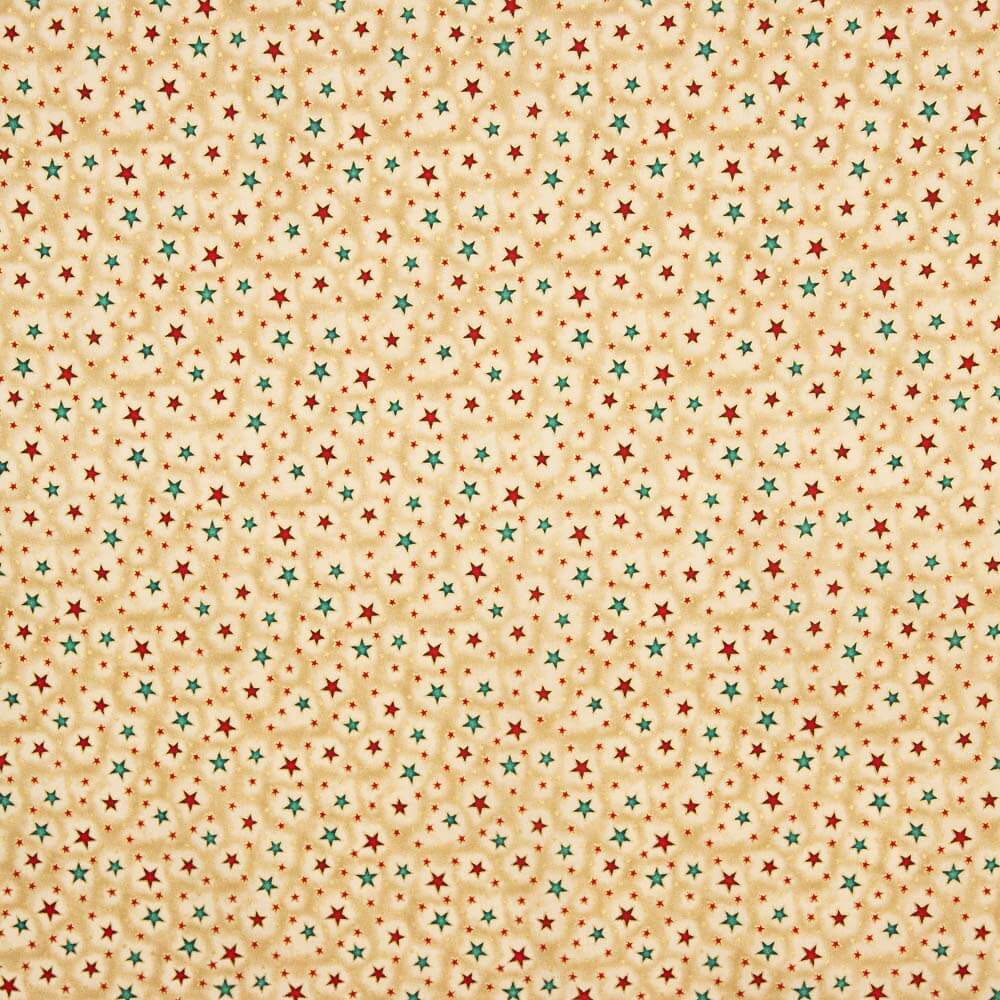 Popeline De Natal Estrelas Dourada - Ribes y Casals