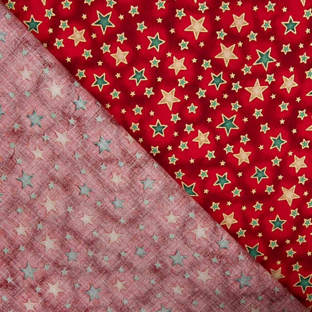 Popeline De Natal Vermelho Estrelado - Ribes y Casals