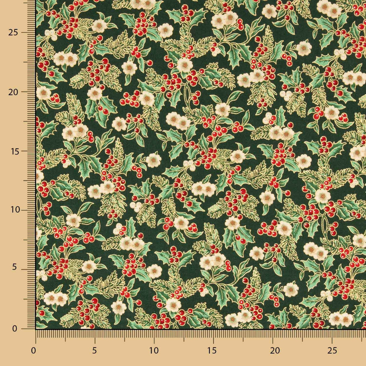 Popeline De Natal Floral Verde - Ribes y Casals