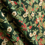 Popeline De Natal Floral Verde - Ribes y Casals