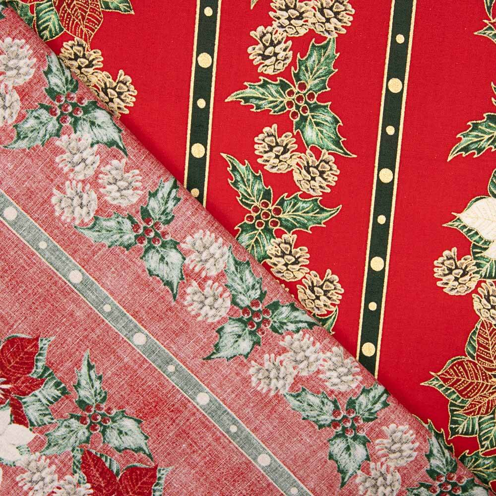 Popeline De Natal Guirlanda Vermelho - Ribes y Casals