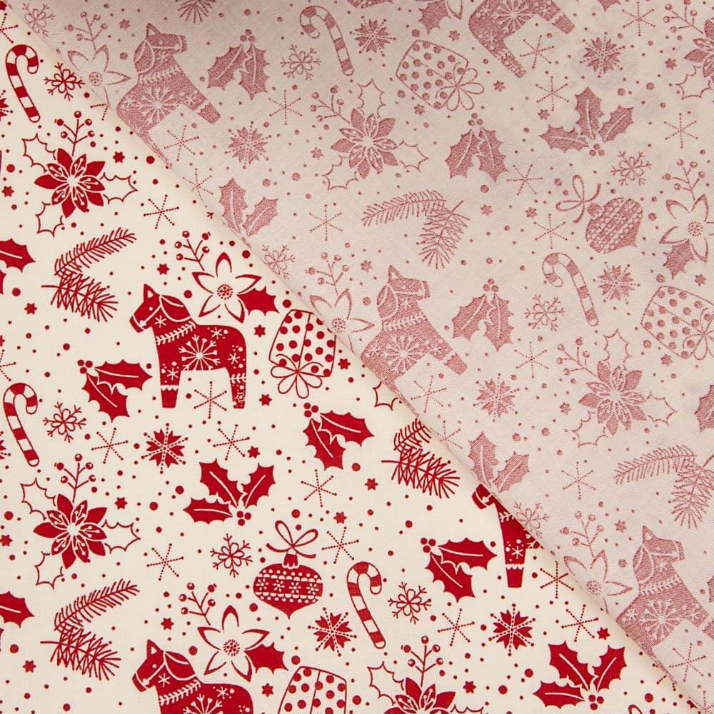 Popeline De Natal Motivos Cru - Ribes y Casals