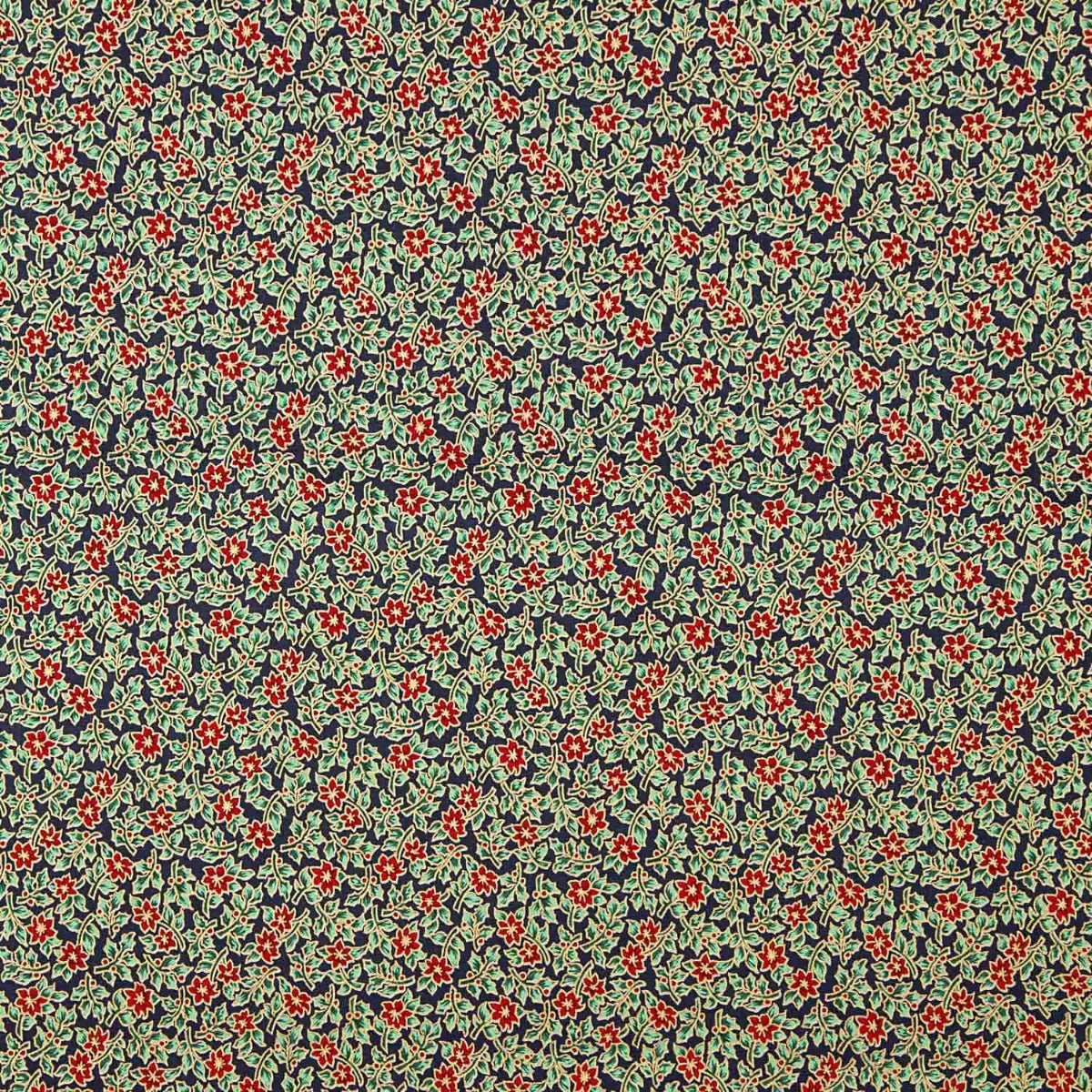 Popeline Algodão Poinsettias Verde - Ribes y Casals