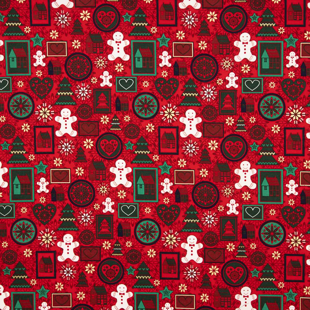 Popeline De Natal Estampado Vermelho - Ribes y Casals