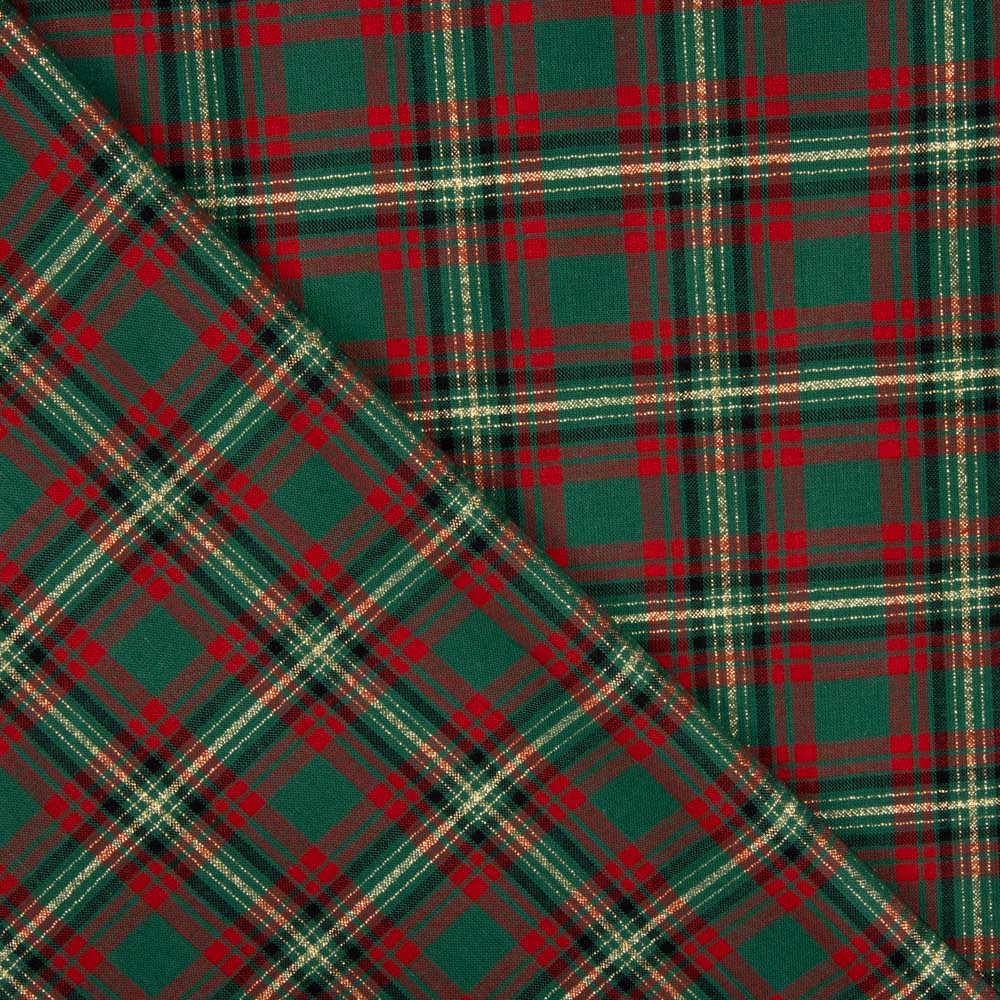 Popeline De Natal Tartan Lurex Vermelho E Verde - Ribes y Casals