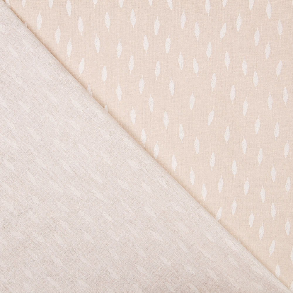 Popelín Orgánico Plumas Fondo Beige - Ribes y Casals