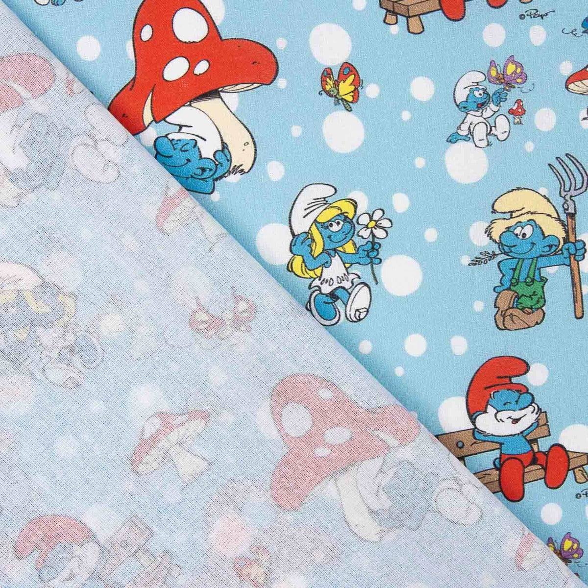 Popelín Cretona Los Pitufos - Ribes y Casals