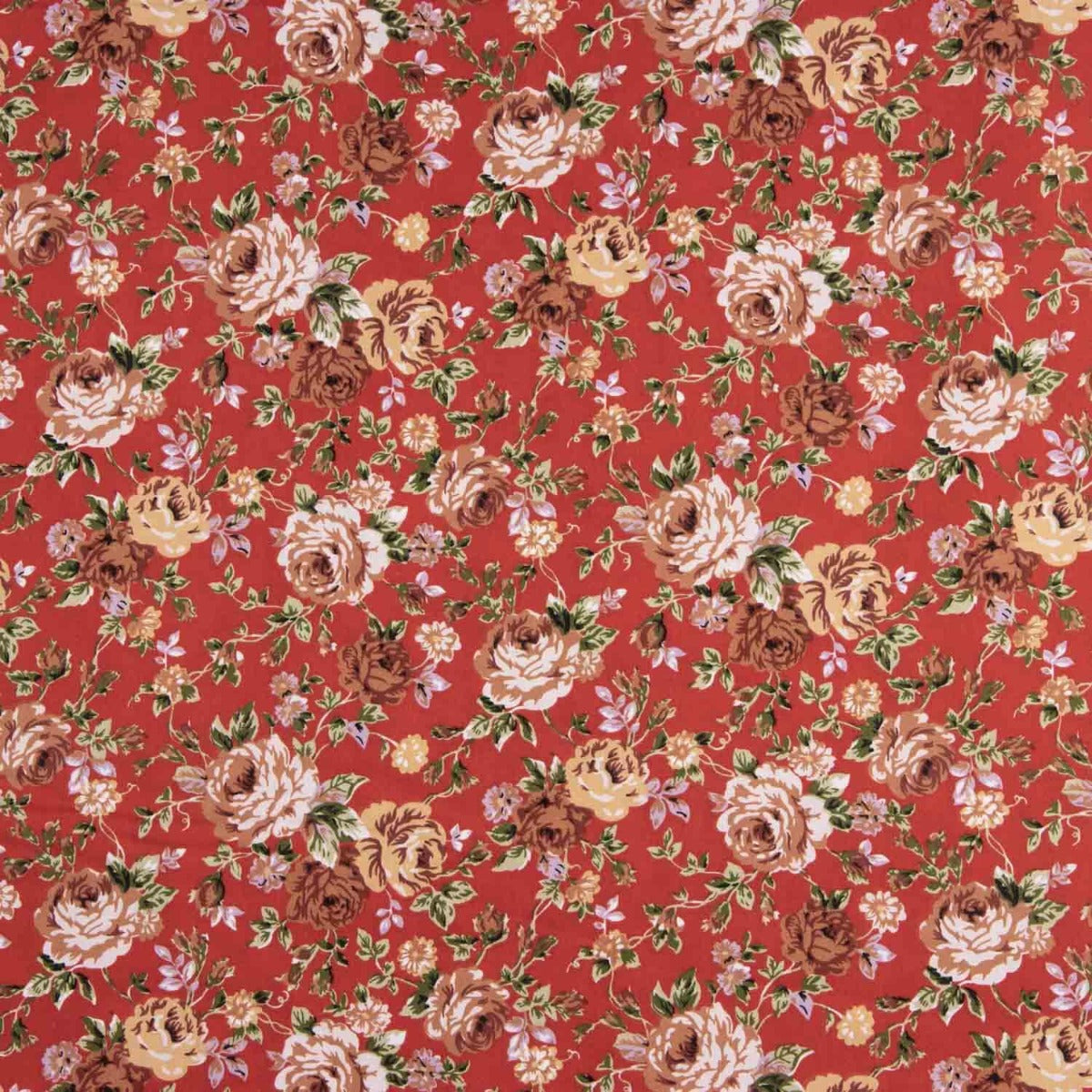 Popeline Rosas Vermelho Paixão - Ribes y Casals