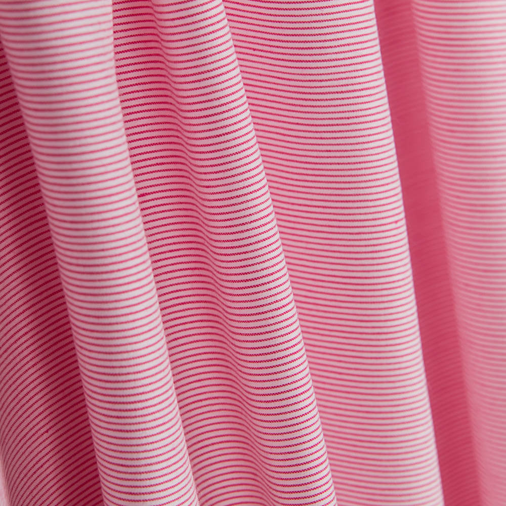 Popeline Spandex Algodão Mil Listras Rosa - Ribes y Casals