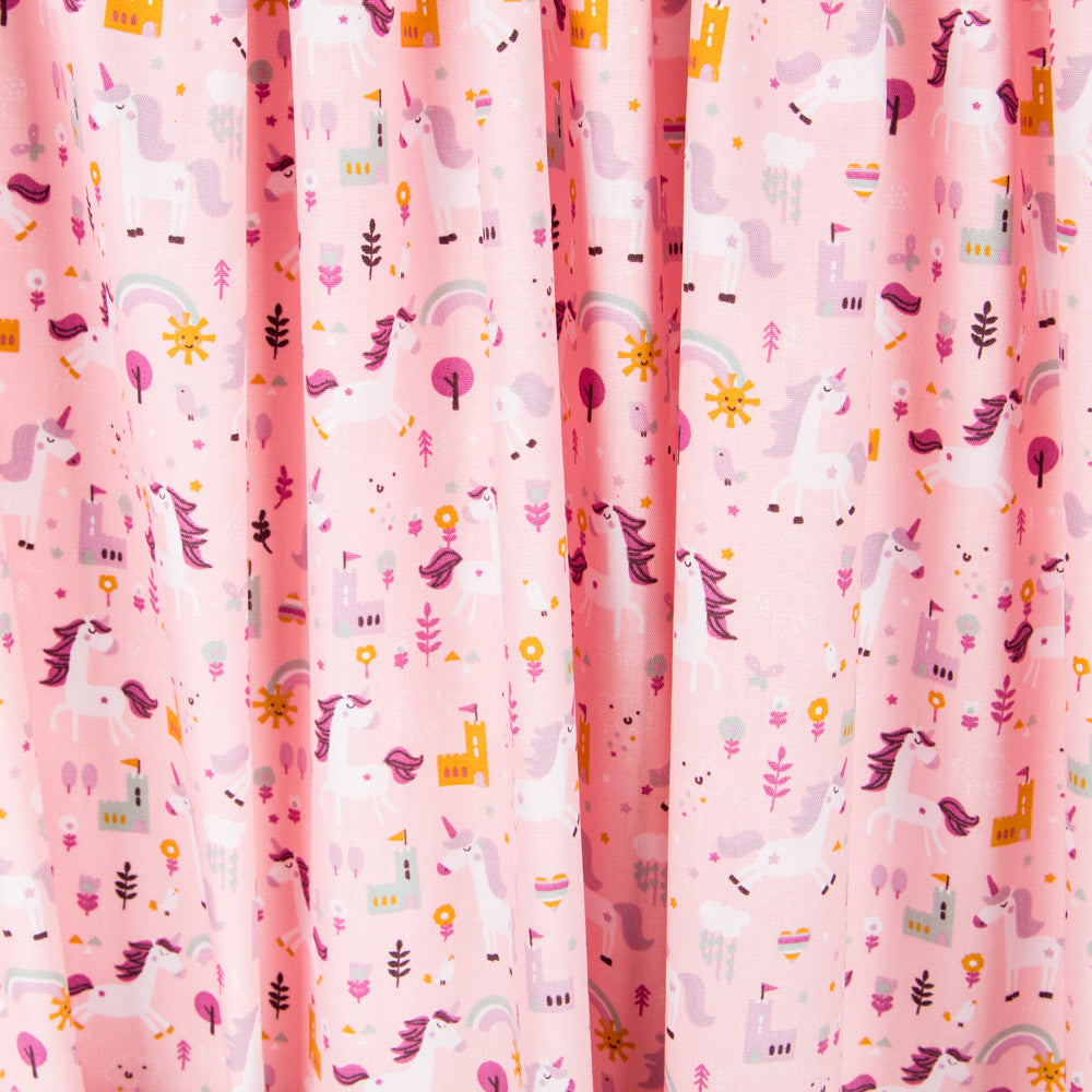 Popelín Unicornio Fantasy Rosa - Ribes y Casals