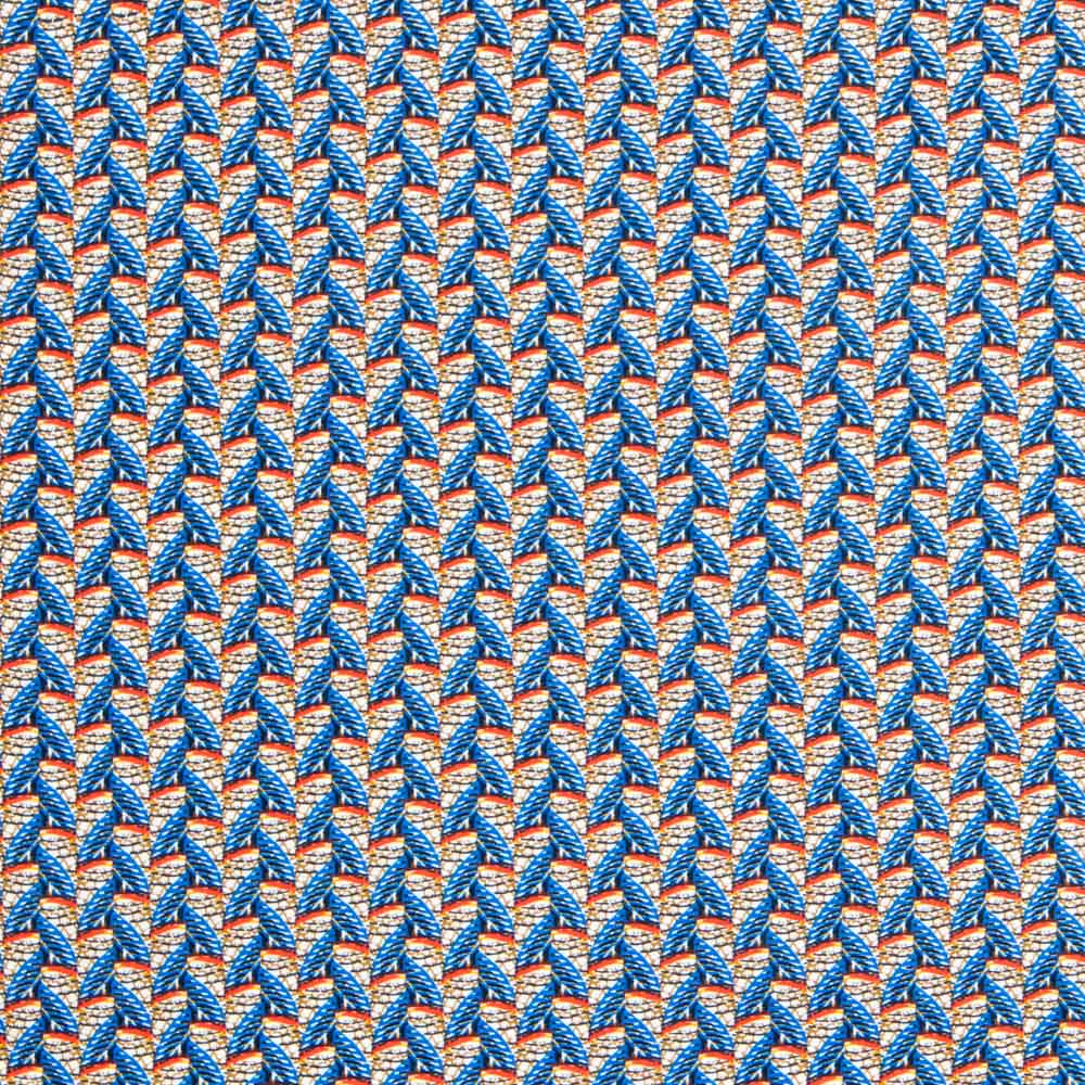 Popeline Viscose Leques Wax Blue - Ribes y Casals