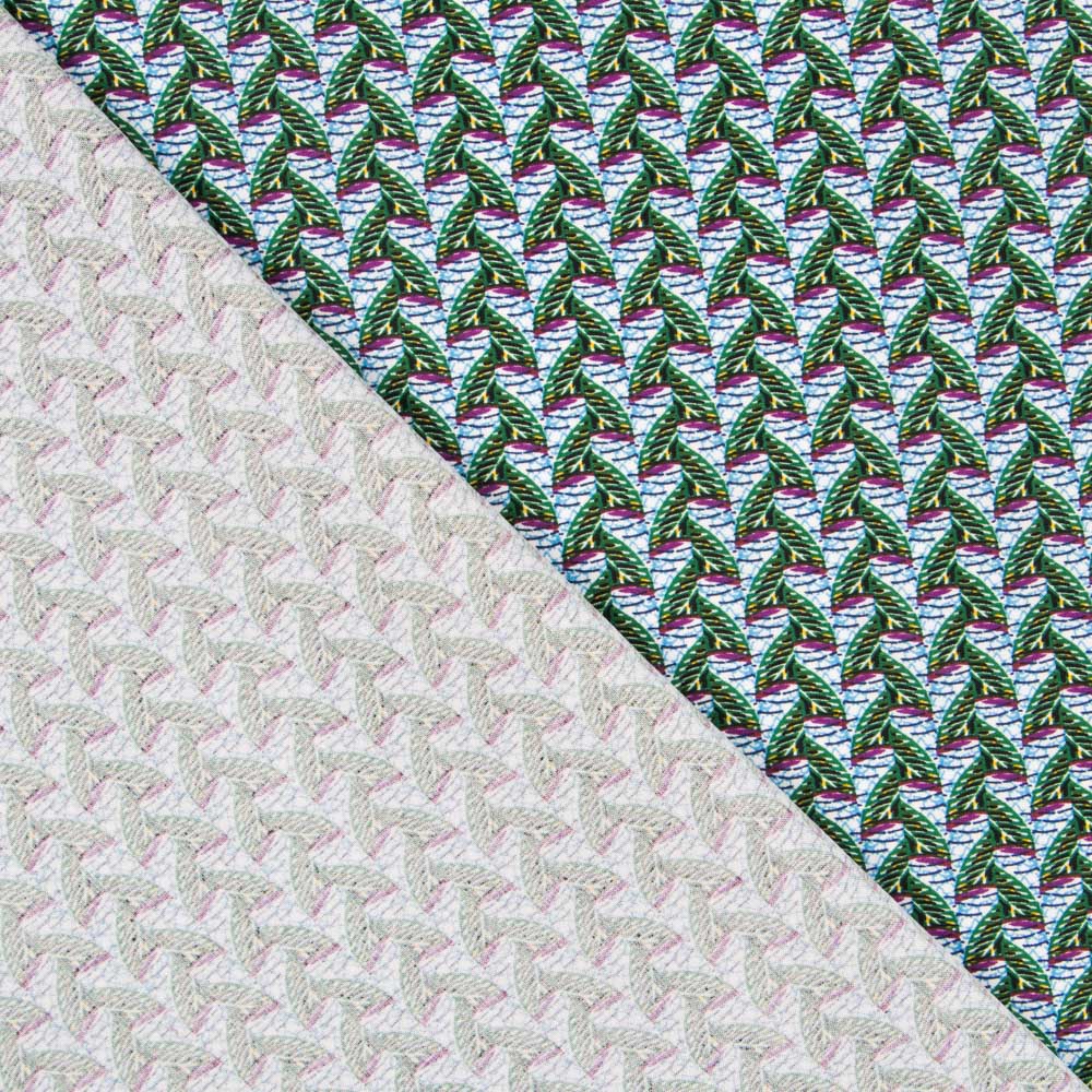 Popeline Viscose Leques Wax Verde - Ribes y Casals