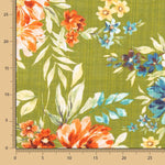 Popeline Viscose Floral Verde Caça - Ribes y Casals