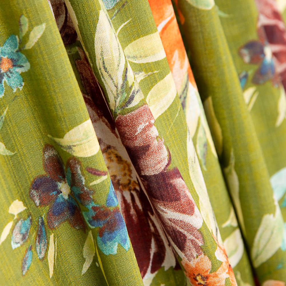 Popeline Viscose Floral Verde Caça - Ribes y Casals