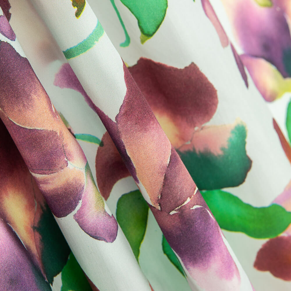 Popelín Viscosa Flores Agua - Ribes y Casals