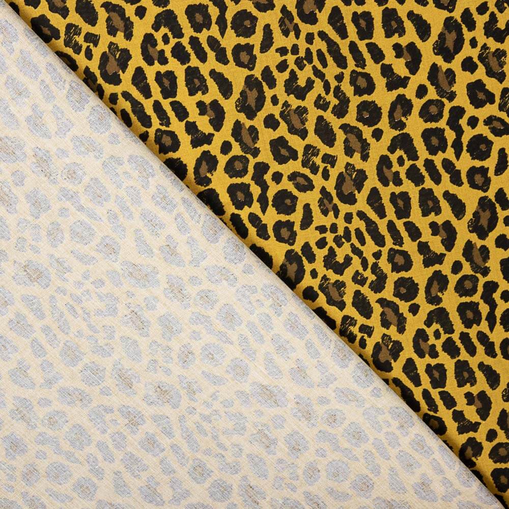 Popeline Viscose Leopardo Ocre - Ribes y Casals