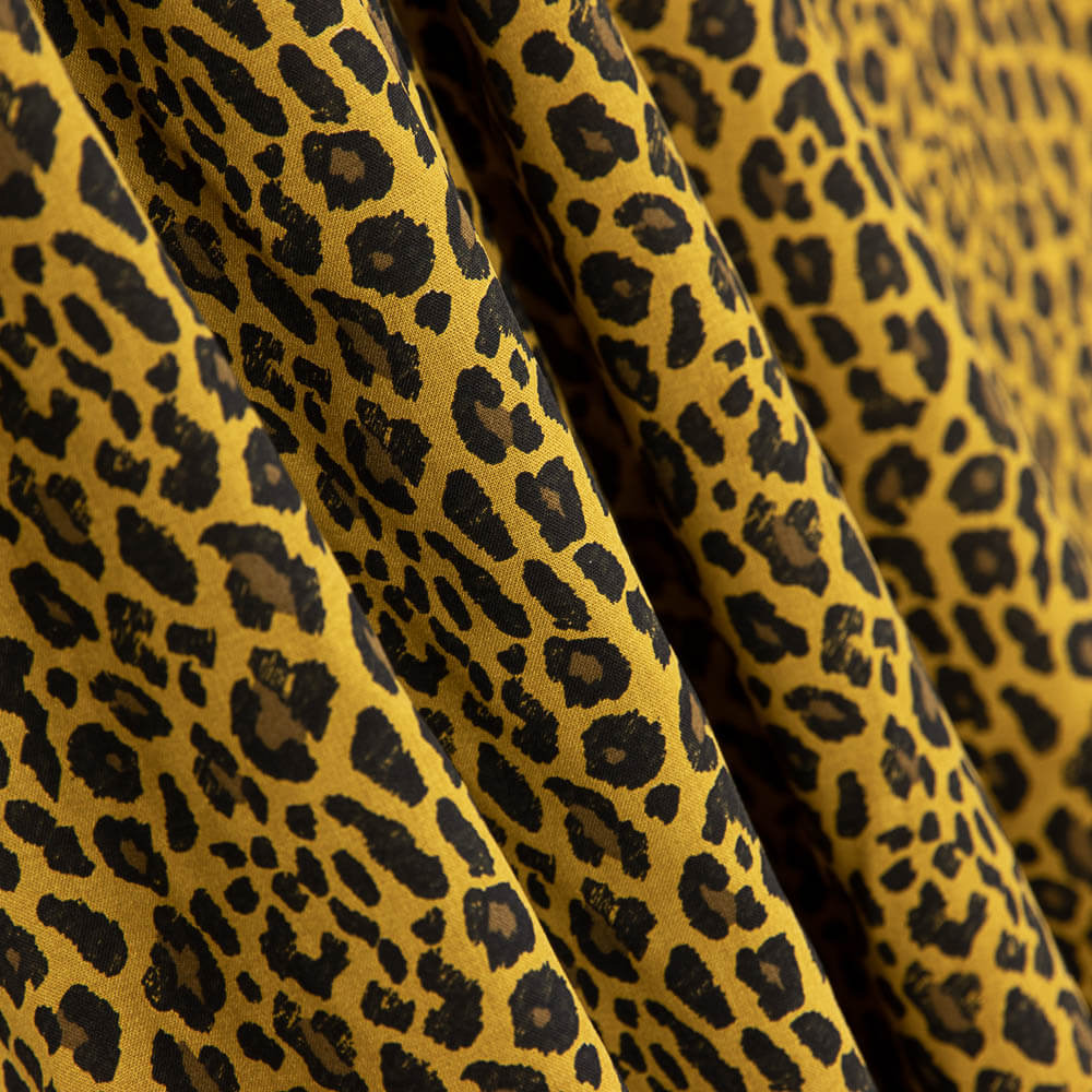 Popeline Viscose Leopardo Ocre - Ribes y Casals