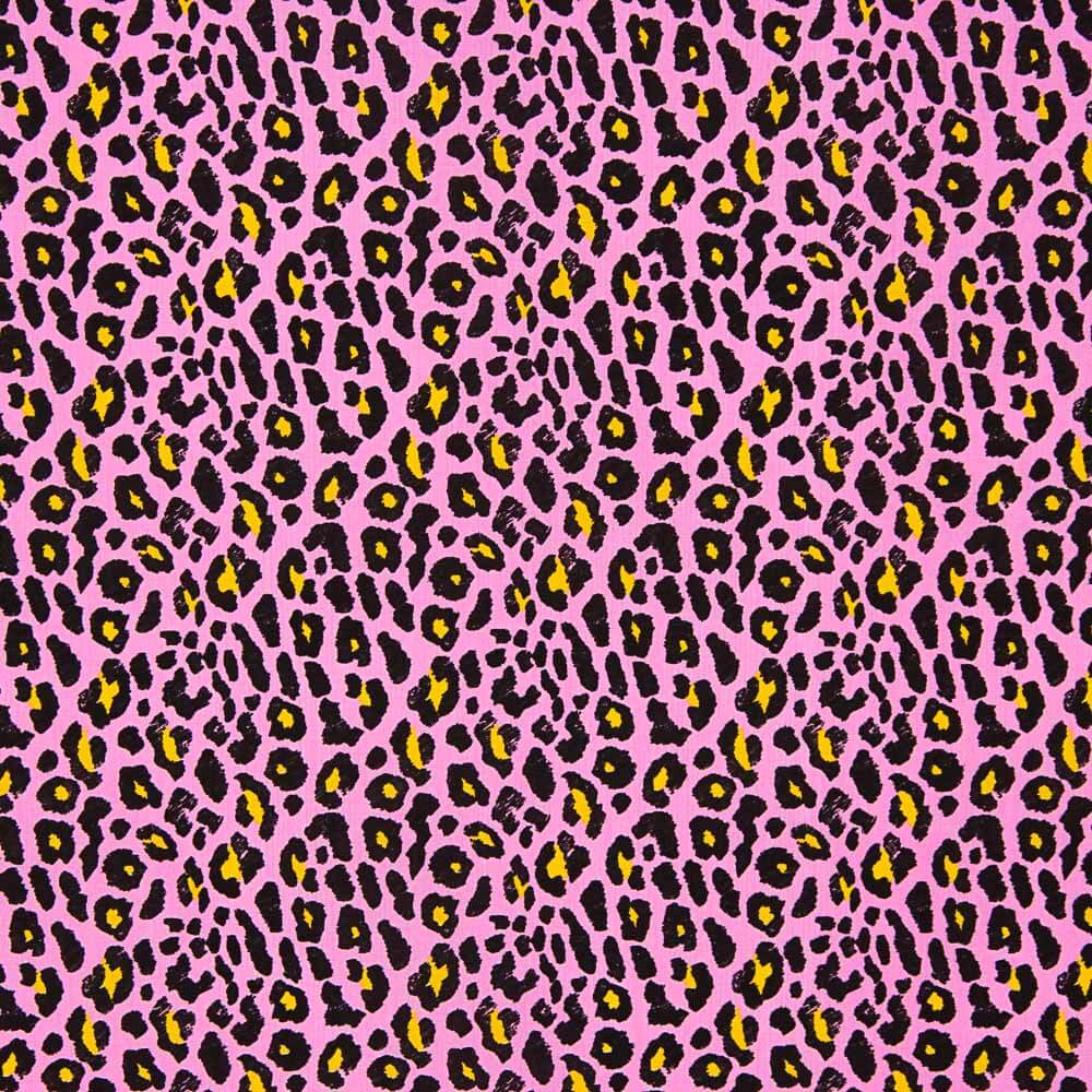 Popeline Viscose Leopardo Rosa - Ribes y Casals
