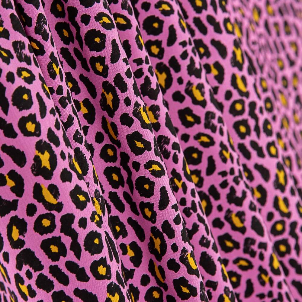 Popeline Viscose Leopardo Rosa - Ribes y Casals
