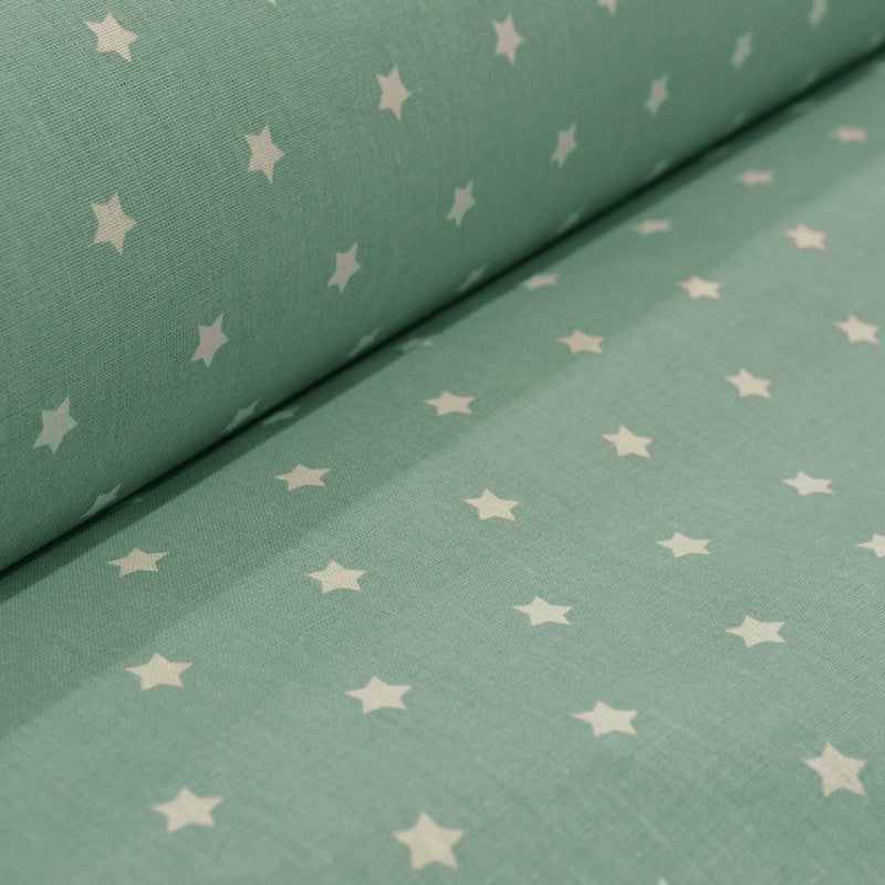 Popeline de Algodão Estrelas Verde - Ribes y Casals