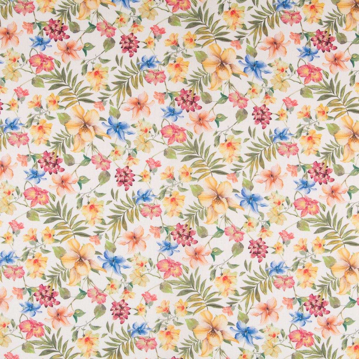 Popeline Algodão Flores Branco - Ribes y Casals