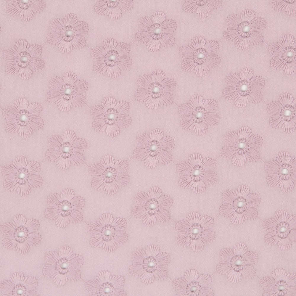 Popeline Bordado Floral Rosa Pastel - Ribes y Casals