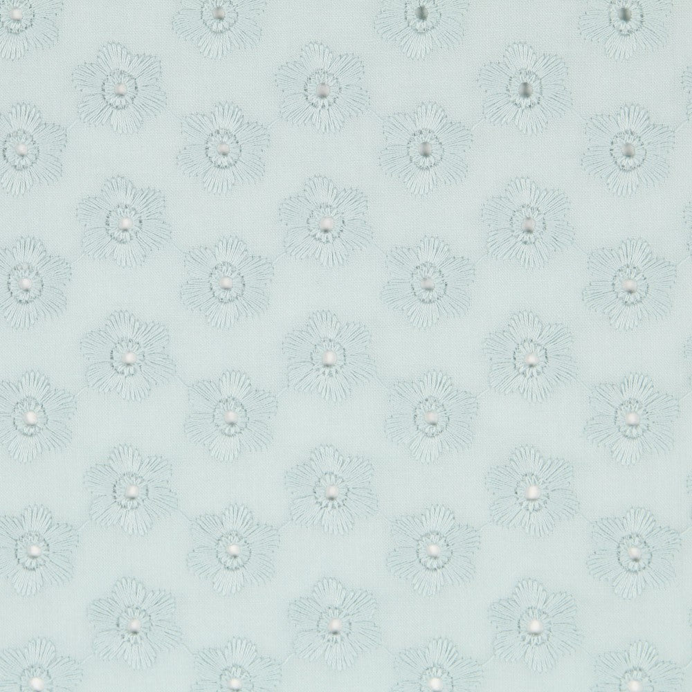 Popeline Bordado Floral Verde Menta - Ribes y Casals