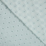 Popeline Bordado Floral Verde Menta - Ribes y Casals