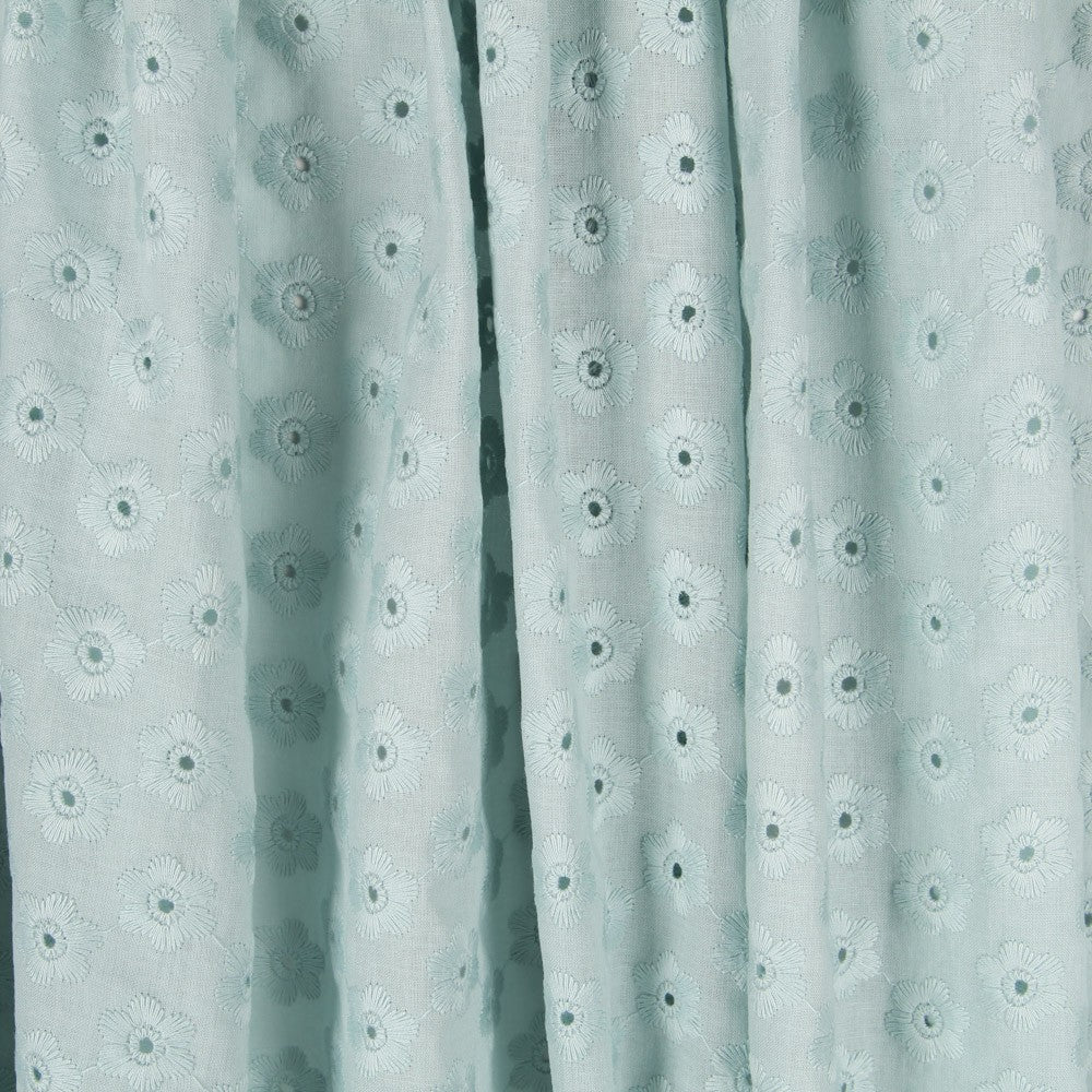 Popeline Bordado Floral Verde Menta - Ribes y Casals