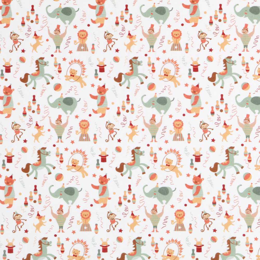 Tecidos Popeline Circus Branco - Ribes y Casals