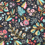 Tecido de Algodão Popeline Ancolie Negra - Ribes y Casals