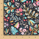 Tecido de Algodão Popeline Ancolie Negra - Ribes y Casals