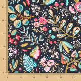 Tecido de Algodão Popeline Ancolie Negra - Ribes y Casals