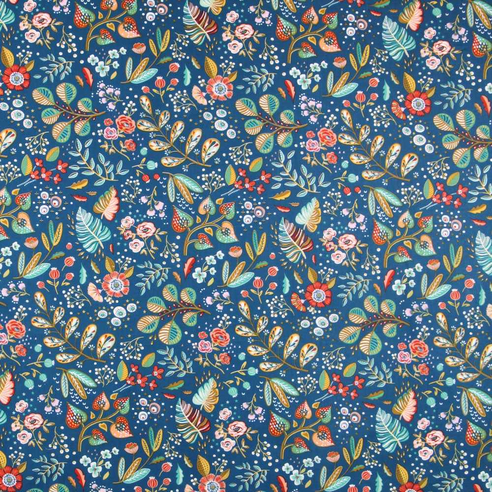 Tecido de Algodão Popeline Ancolie Petróleo - Ribes y Casals