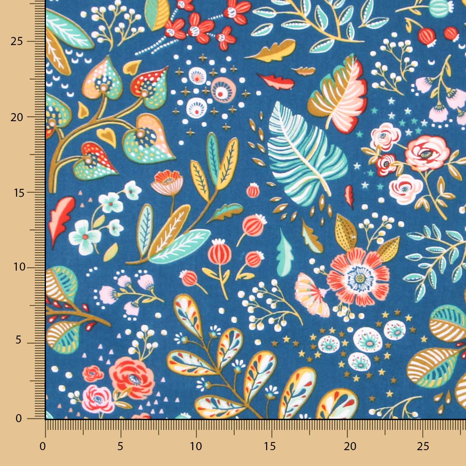 Tecido de Algodão Popeline Ancolie Petróleo - Ribes y Casals