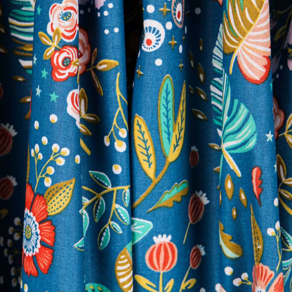 Tecido de Algodão Popeline Ancolie Petróleo - Ribes y Casals