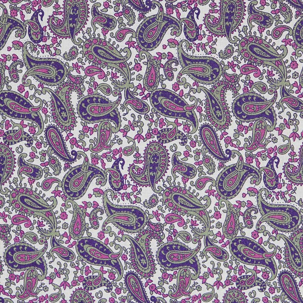 Popeline de Algodão Paisley Violeta - Ribes y Casals