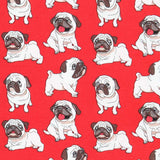 Tecido Algodão Pugs Vermelho - Ribes y Casals