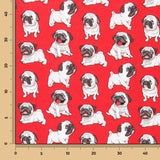 Tecido Algodão Pugs Vermelho - Ribes y Casals