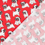 Tecido Algodão Pugs Vermelho - Ribes y Casals