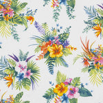 Tecido Popeline de Algodão Hibíscos Branco - Ribes y Casals