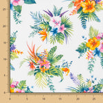 Tecido Popeline de Algodão Hibíscos Branco - Ribes y Casals