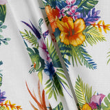 Tecido Popeline de Algodão Hibíscos Branco - Ribes y Casals