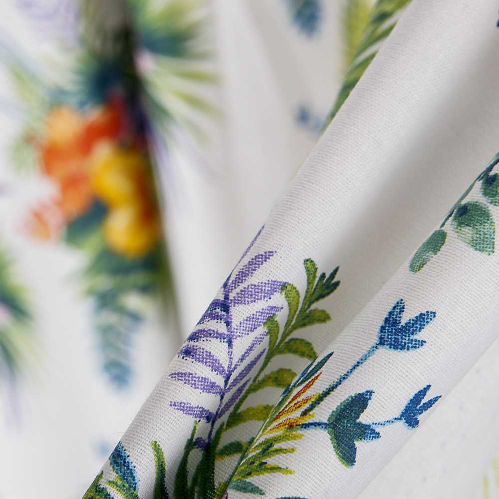 Tecido Popeline de Algodão Hibíscos Branco - Ribes y Casals