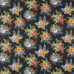 Tecido Popeline de Algodão Hibíscos Preto - Ribes y Casals