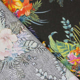 Tecido Popeline de Algodão Hibíscos Preto - Ribes y Casals